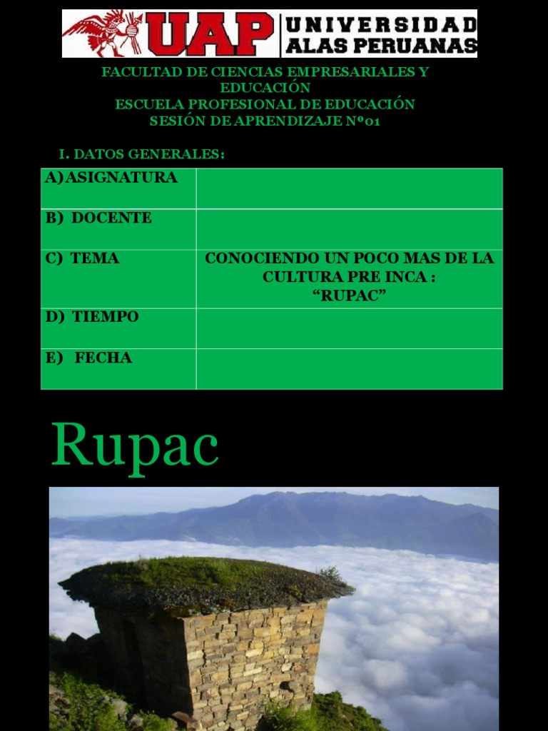 Cultura Pre Inca: Rupac y su Arquitectura | PDF