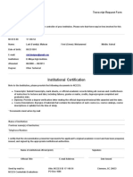 Institutional Certification: Transcript Request Form