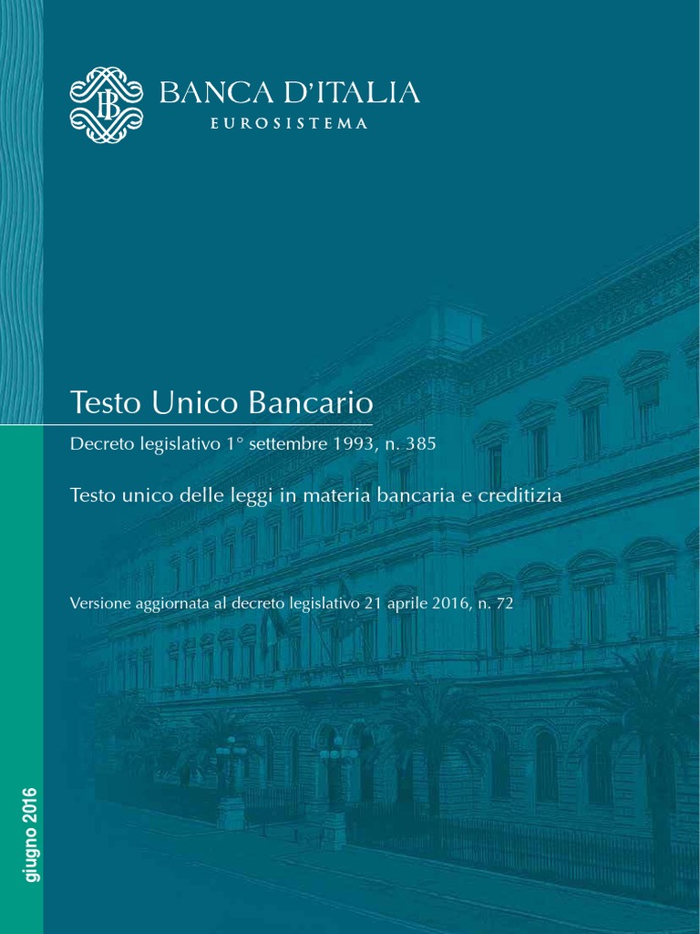 Testo Unico Bancario PDF PDF
