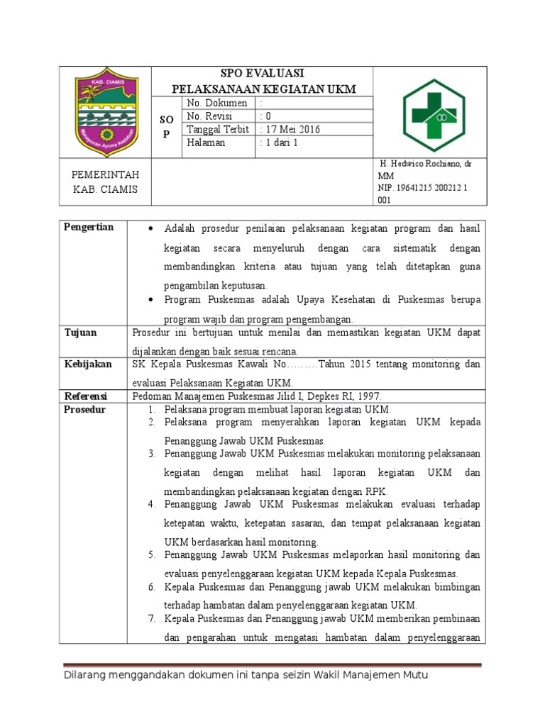 4.2.4.4 SOP Evaluasi Pelaksanaan Kegiatan UKM