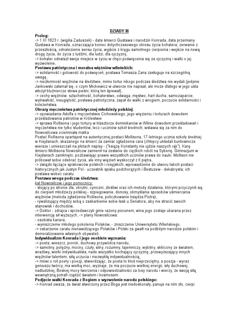Dziady Cz 3 Motyw Przemiany
