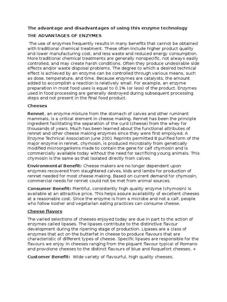 The Advantage and Disadvantages of Using This Enzyme Technology PDF