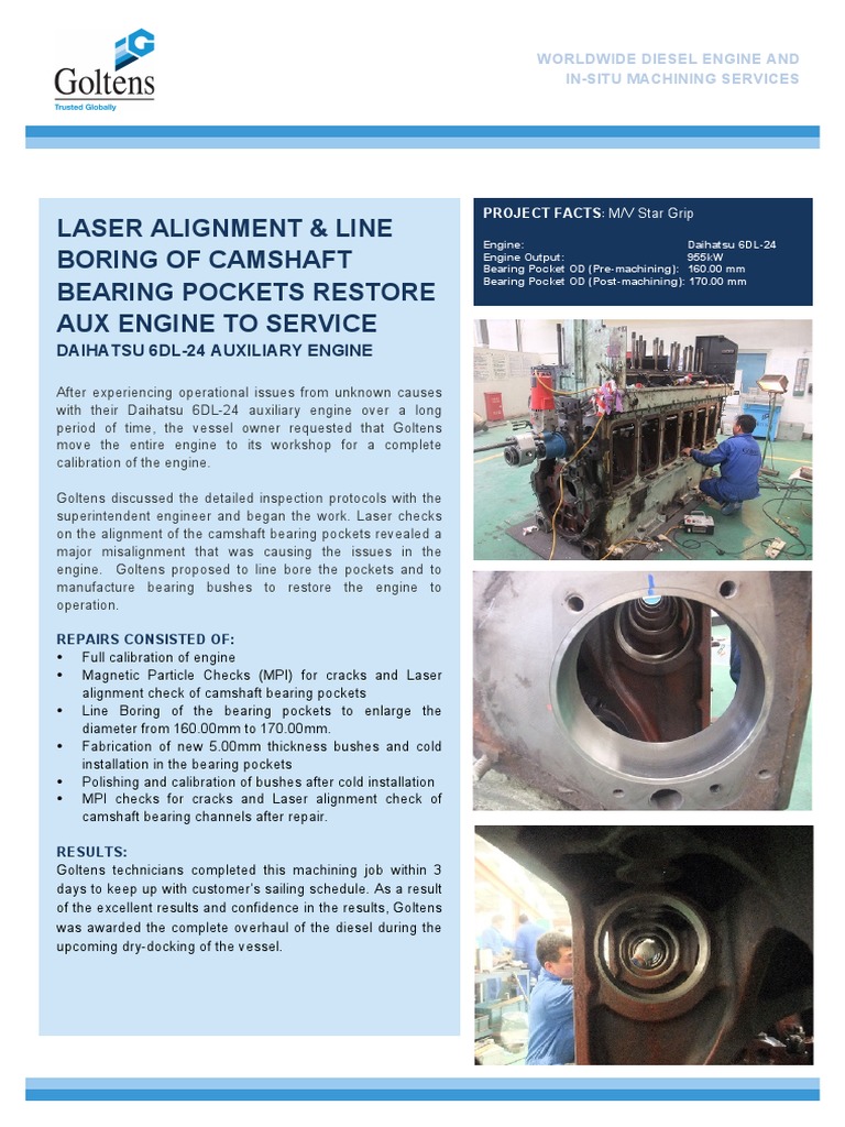 Laser Alignment & Line Boring of Camshaft Bearing Pockets Restore Aux Engine To Service PDF