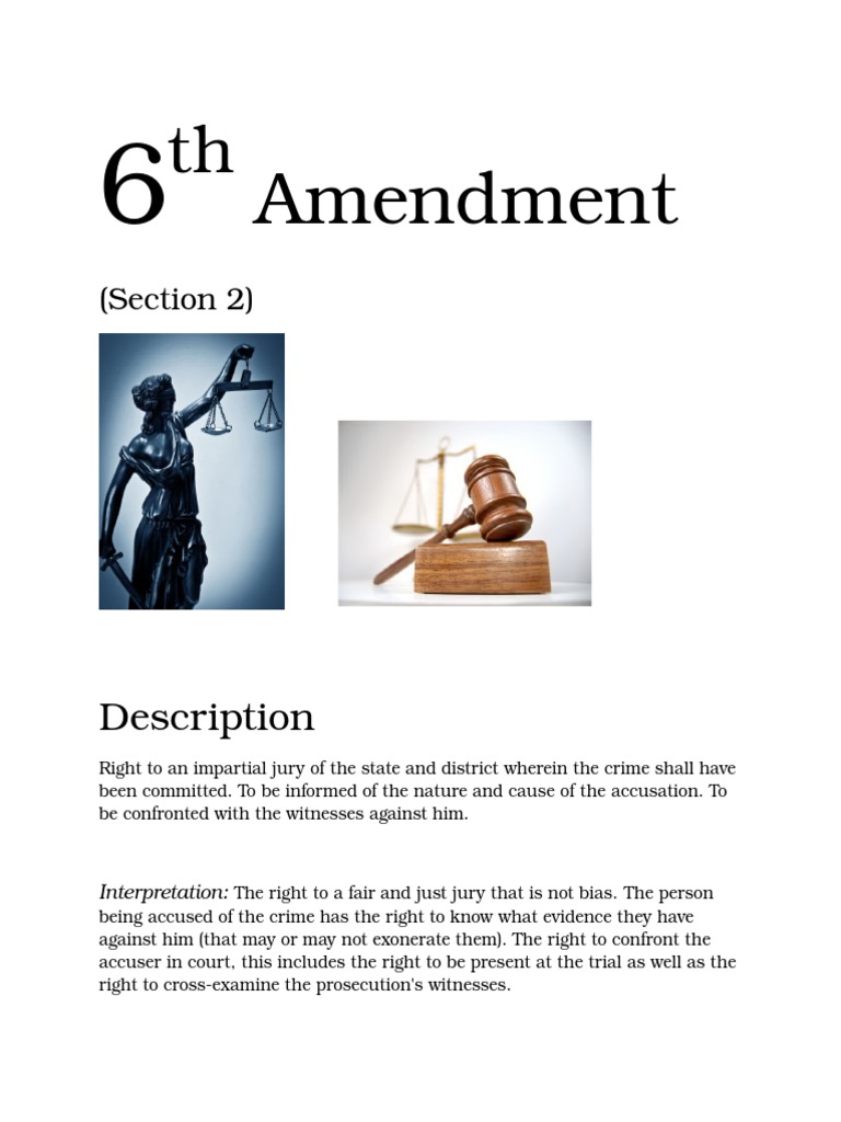 6th Amendment Sixth Amendment To The United States Constitution Witness