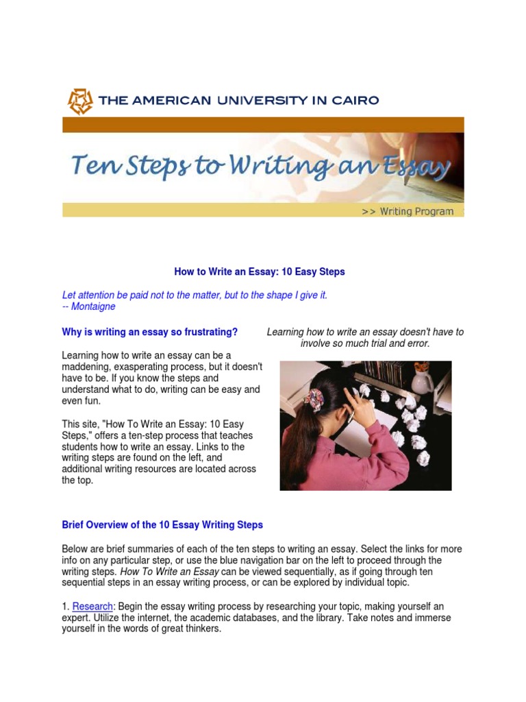 steps to writing an essay vs