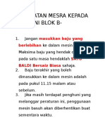 Peringatan Mesra Kepada Penghuni Blok b