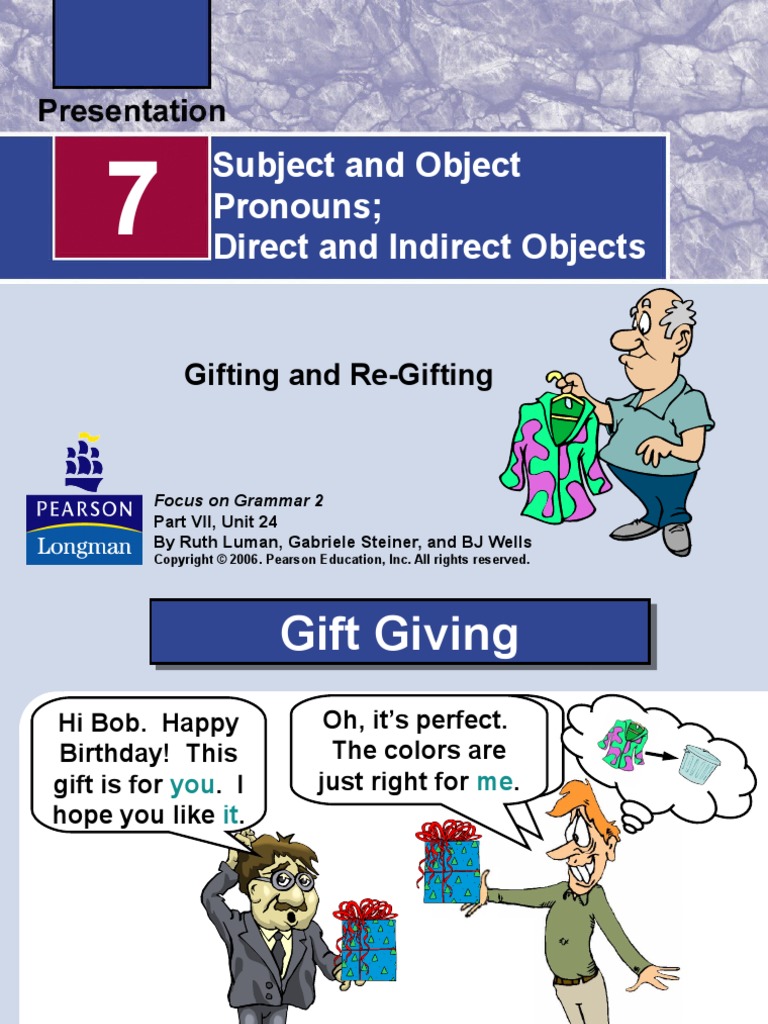 Unit 24 - Subject and Object Pronouns - Direct and Indirect Objects ...