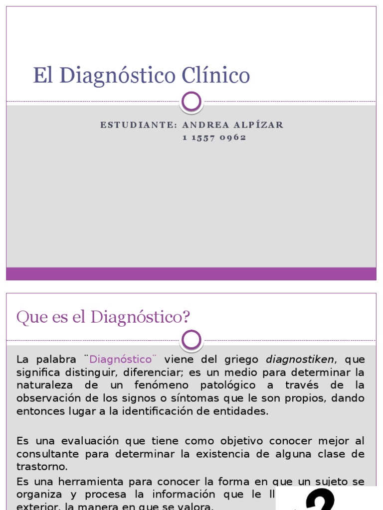El Diagnostico Clínico Diagnostico medico Psicología