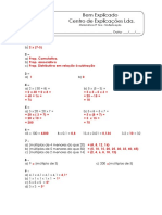 1.3 - Multiplicação e Divisão. Propriedades - Ficha de Trabalho (1) - Soluções