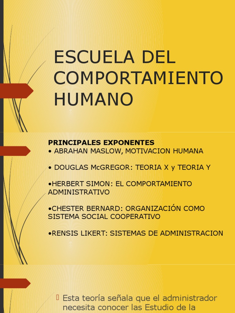 Escuela Del Comportamiento Humano Psicología Motivación
