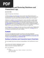 Backing Up and Restoring Databases and Transaction Logs in C#.NET