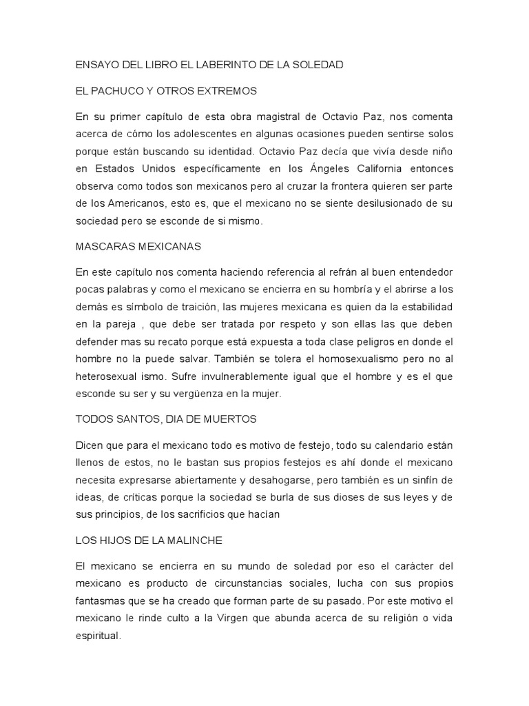 El Laberinto De La Soledad Octavio Paz Pdf