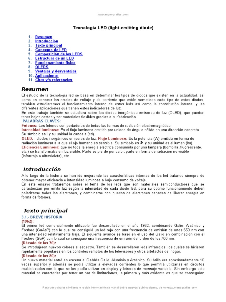 Tecnología LED | PDF | Diodo emisor de luz | Electrón