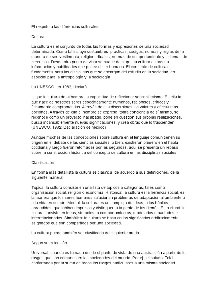 El Respeto A Las Diferencias Culturales | PDF | Sociedad | Los símbolos