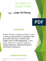 Present Perfect Continuous Tense: By: Umar Al-Faroq