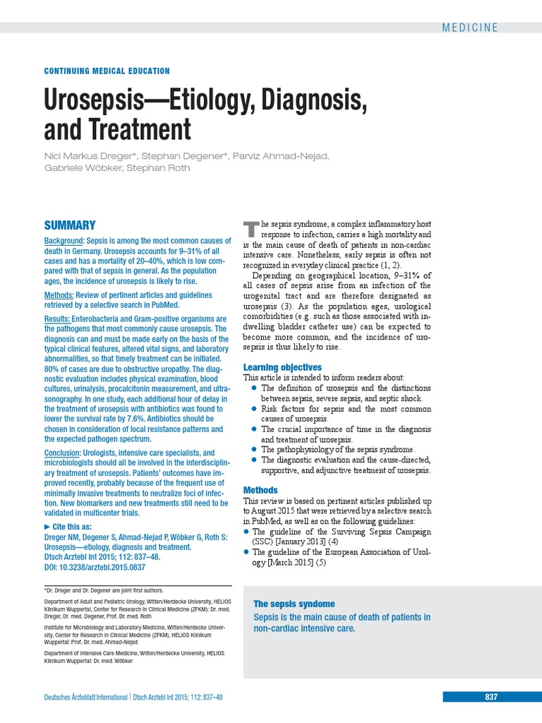Urosepsis PDF | PDF | Sepsis | Coagulation