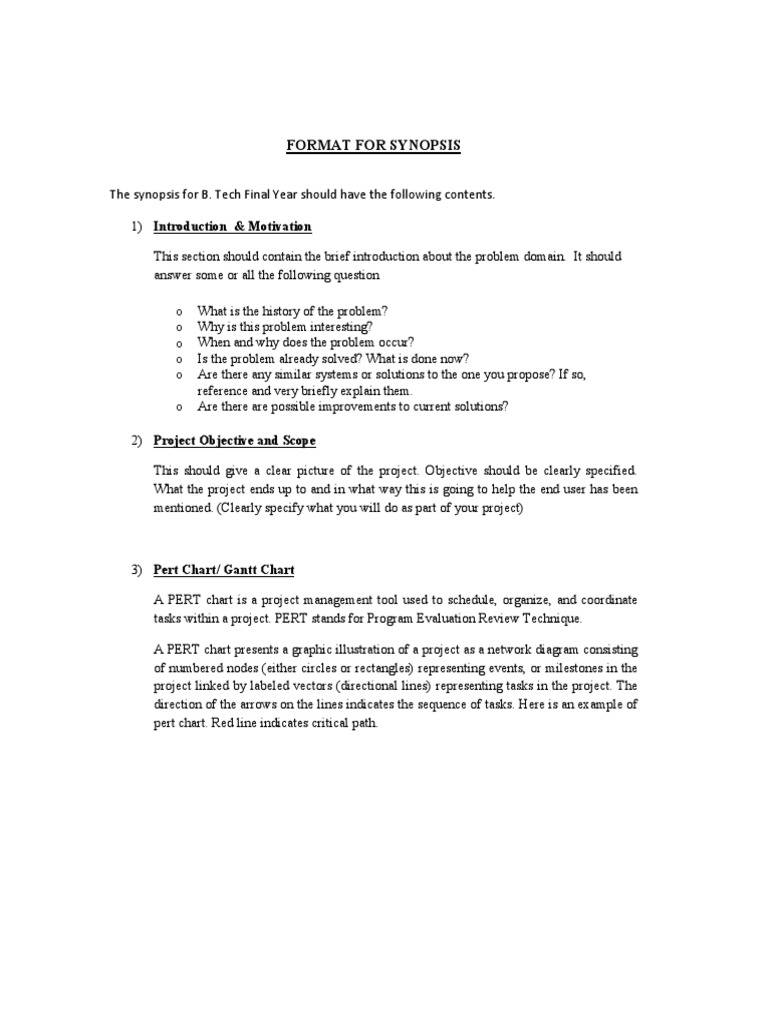B. Tech Final Year Synopsis Format | PDF | Areas Of Computer Science ...