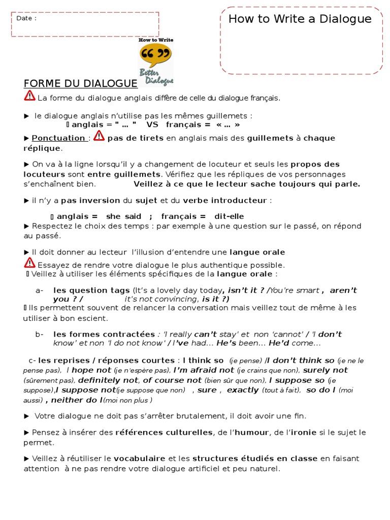 How To Write A Dialogue