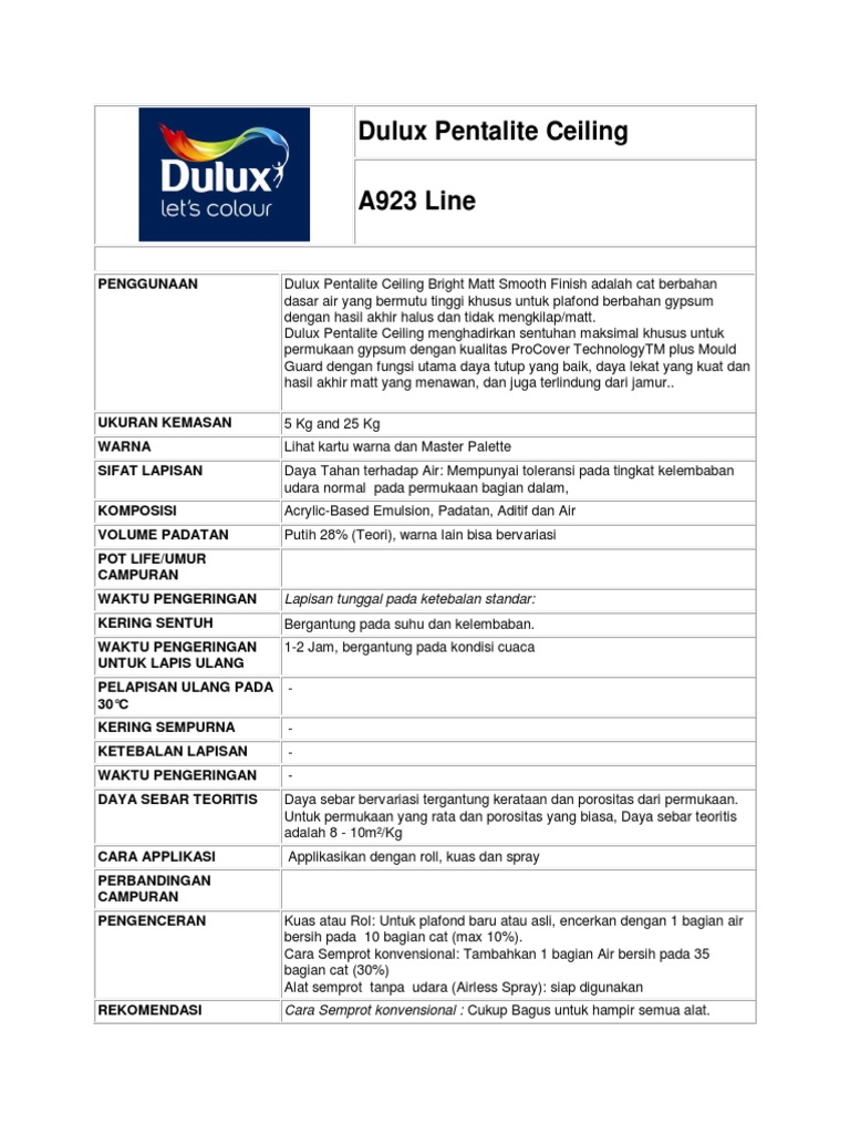 Dulux Ceiling Paint | PDF