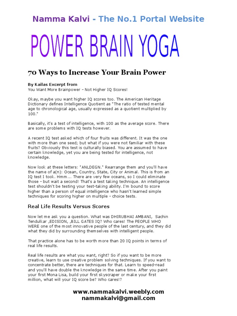 70 Ways to Boost Your Brain Power | PDF | Breathing | Creativity