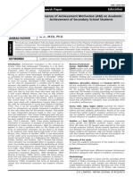 M.SC., M.Ed., PH.D.: Influence of Achievement Motivation (AM) On Academic Achievement of Secondary School Students