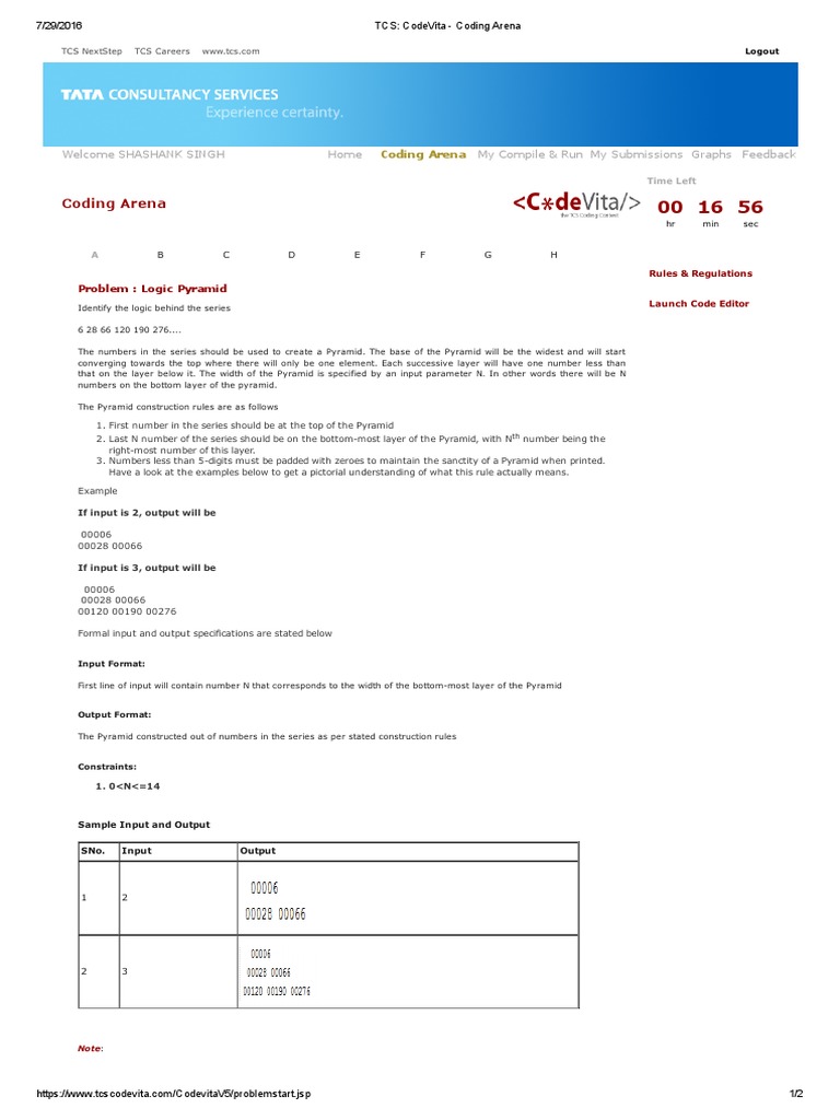TCS - CodeVita - Coding Arena1 | PDF | Teaching Methods & Materials ...