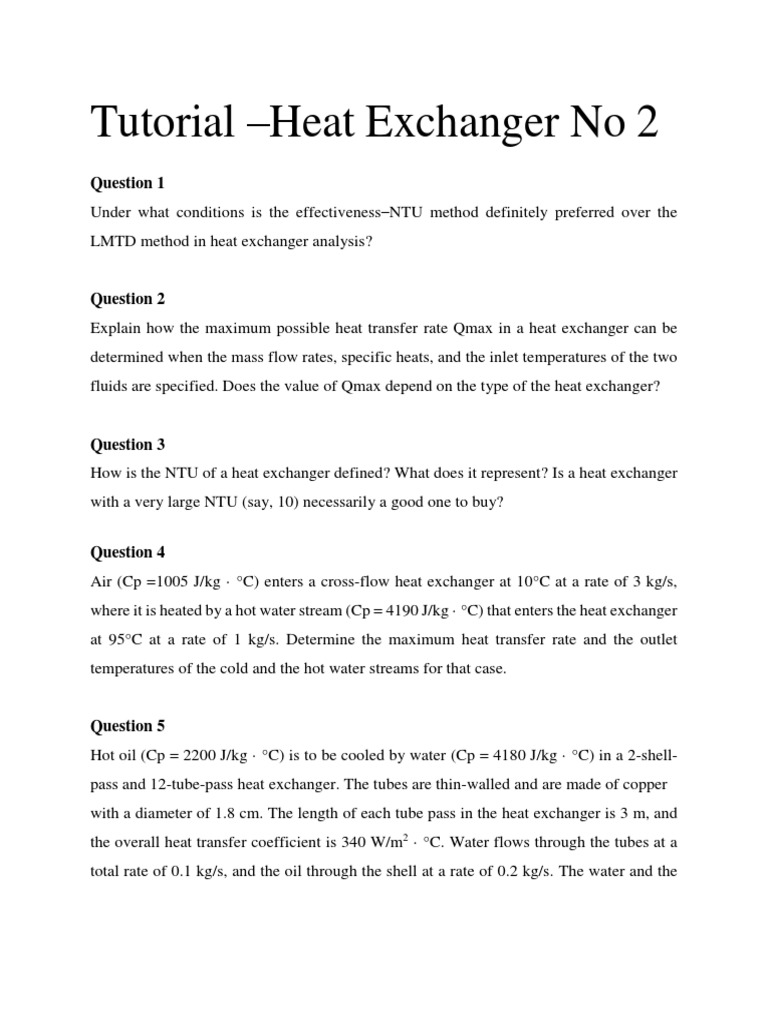 Heat Exchanger Tutorial No 2 PDF | PDF