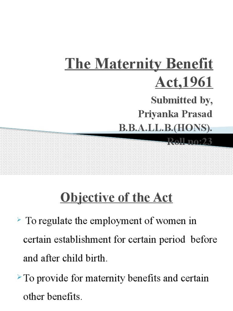 The Maternity Benefit Act, 1961 PDF Mother Pregnancy