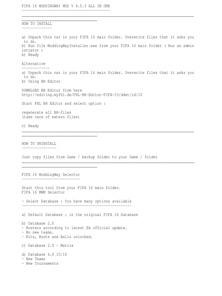 FIFA16MW - Readme - How To Install | PDF | Uefa Champions League | Adidas, image size:768x1024