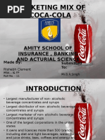 Marketing Mix of Coca-Cola: Amity School of Insurance, Banking and Acturial Science