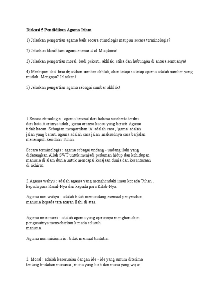 Jelaskan Klasifikasi Agama Menurut Al Maqdoosi Bangku