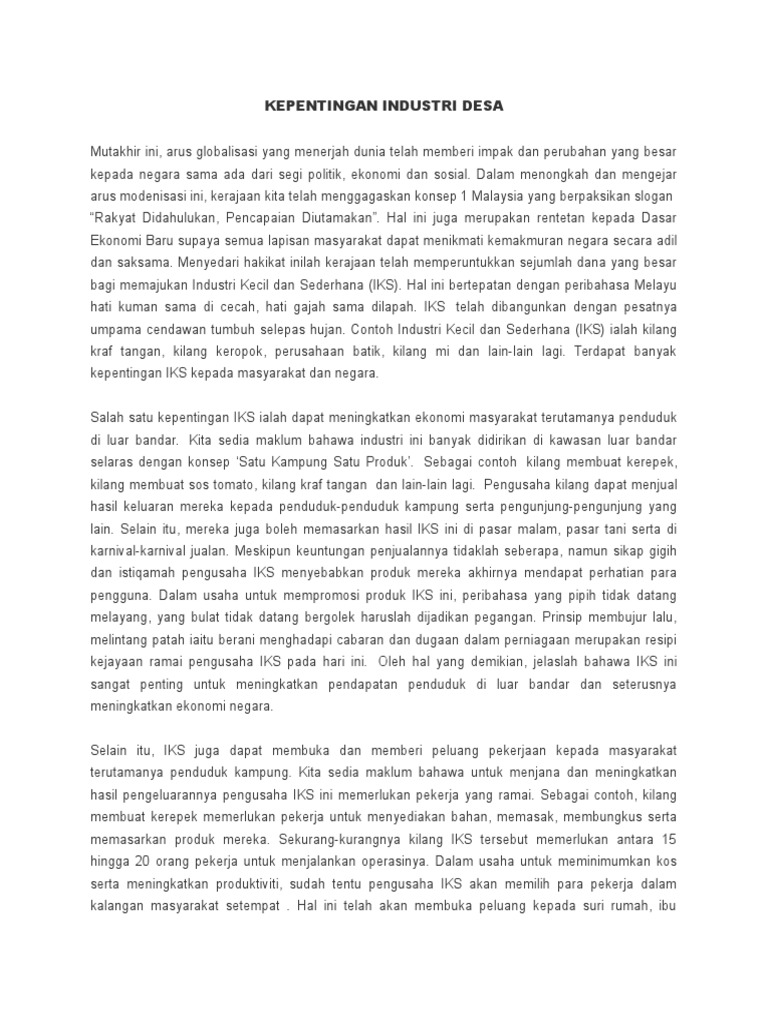 Kepentingan Industri Desa Pdf