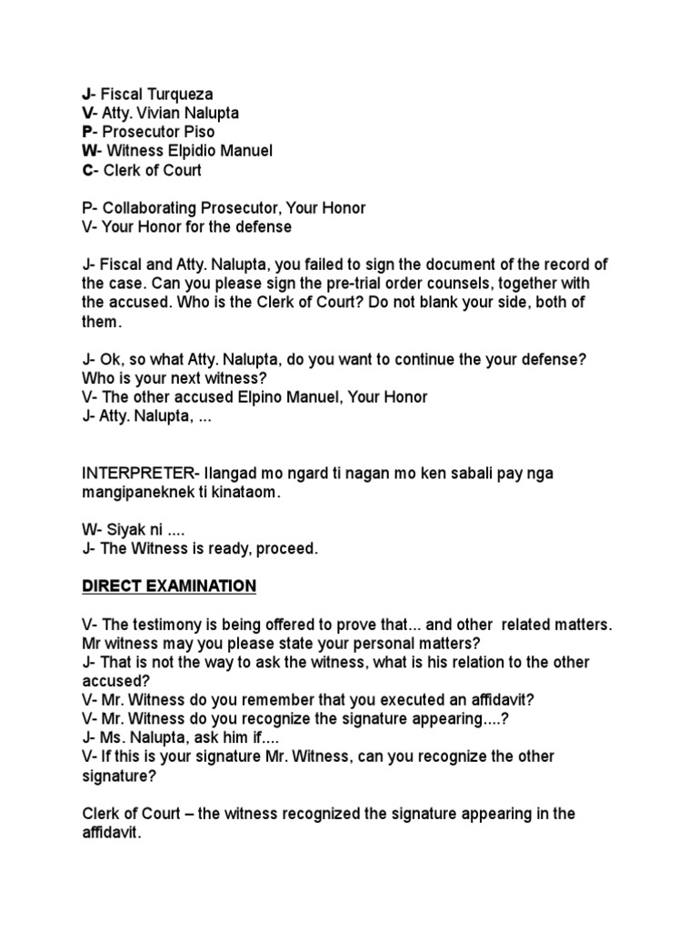 Transcript of Stenographic Notes | Witness | Violence