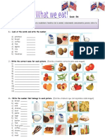 5th Grade Food Vocabulary Worksheet