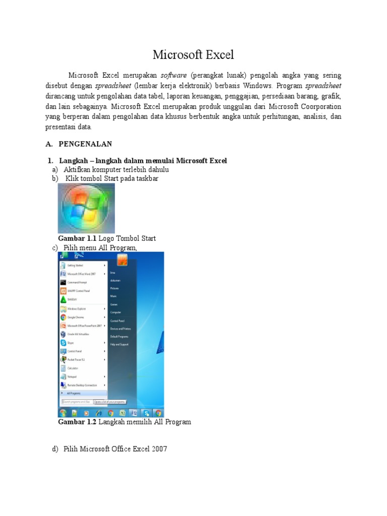Panduan Dasar Menggunakan Excel 2007 | PDF | Metode & Bahan Ajar | Komputer