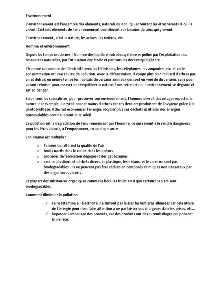Impact de l'Homme sur l'Environnement | PDF | Environnement naturel ...
