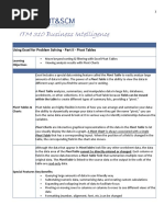 Using Excel For Problem Solving - Part II - Pivot Tables: Learning Objectives