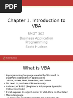 Chapter 1. Introduction To VBA: BMGT 302 Business Application Programming Scott Hudson