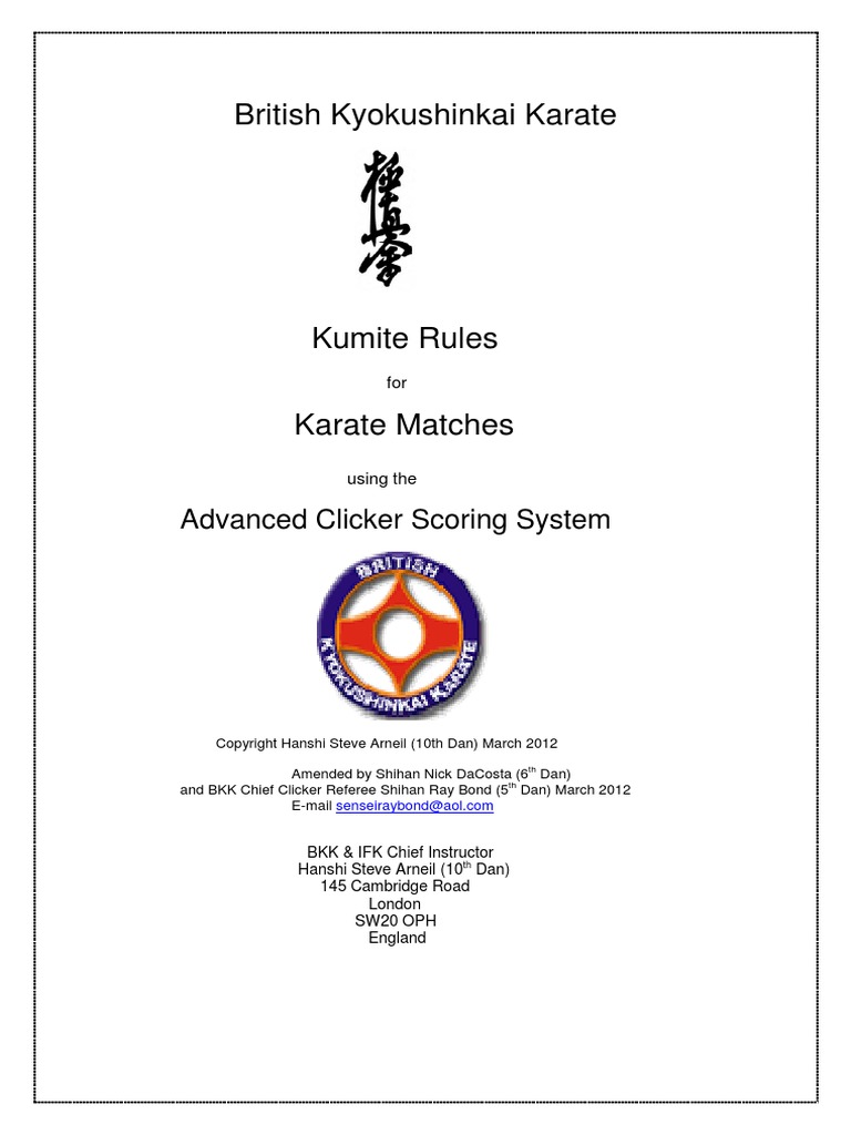 Karaté Rules PDF Referee Professional Wrestling