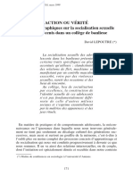 D. Lepoutre, Action Ou Vérité: Notes Ethnographiques Sur La Socialisation Sexuelle Des Adolescents Dans Un Collège de Banlieue (1999)