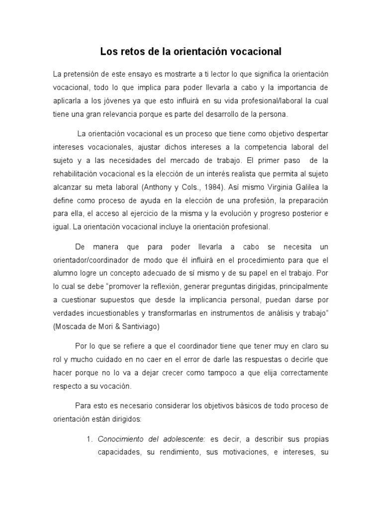 Retos en la Orientación Vocacional | PDF | Conocimiento | Información