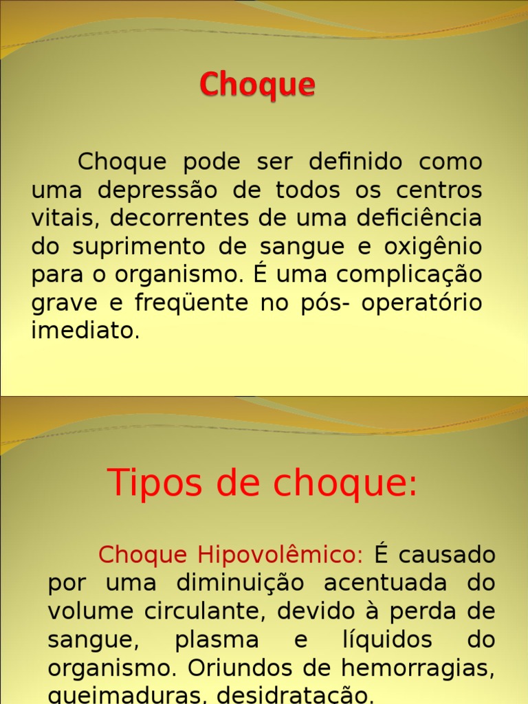 Tipos de Choque | Choque (Circulatório) | Fisiologia