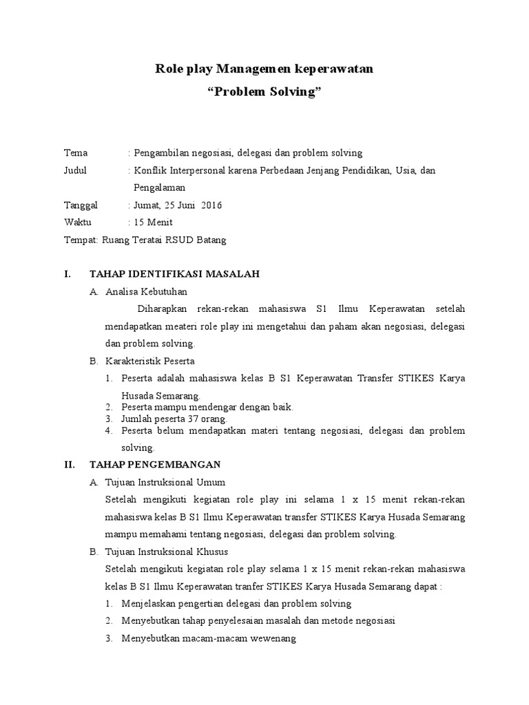 Role Play Problem Solving Edit | PDF