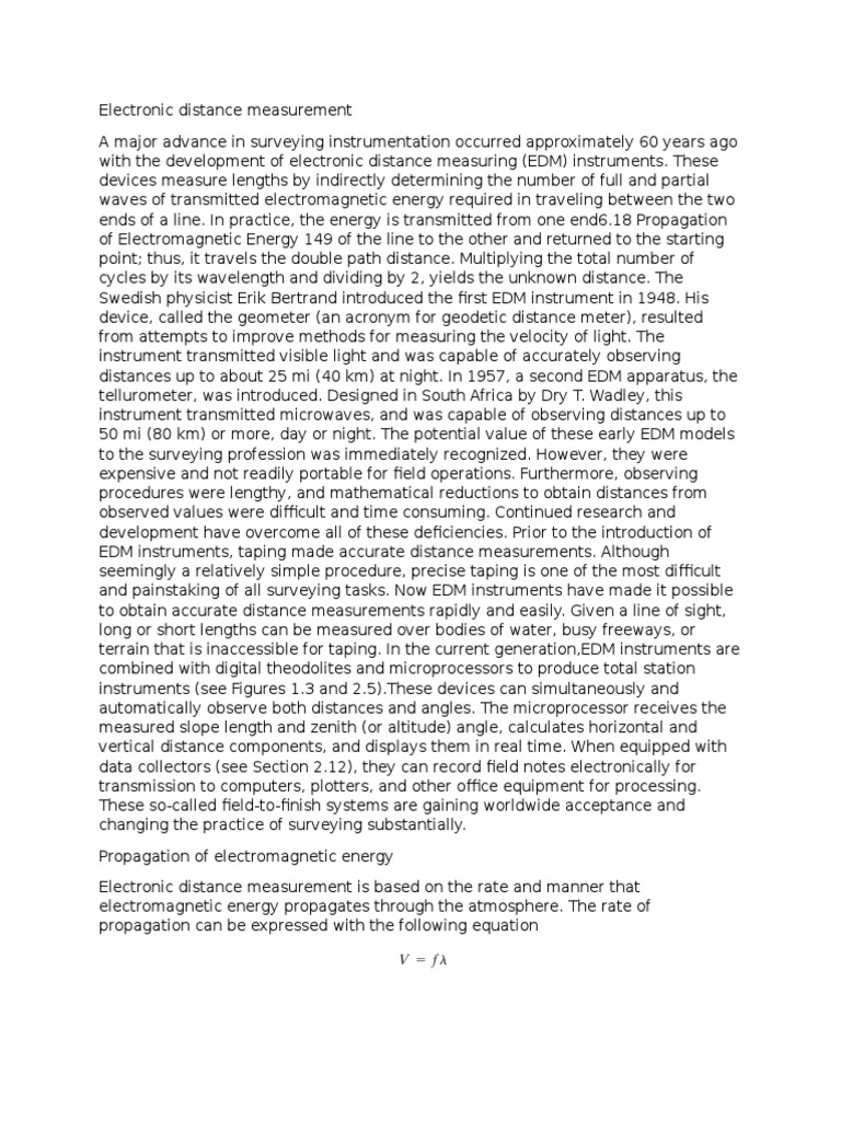 Principles of Electronic Distance Measurement | PDF | Wavelength ...