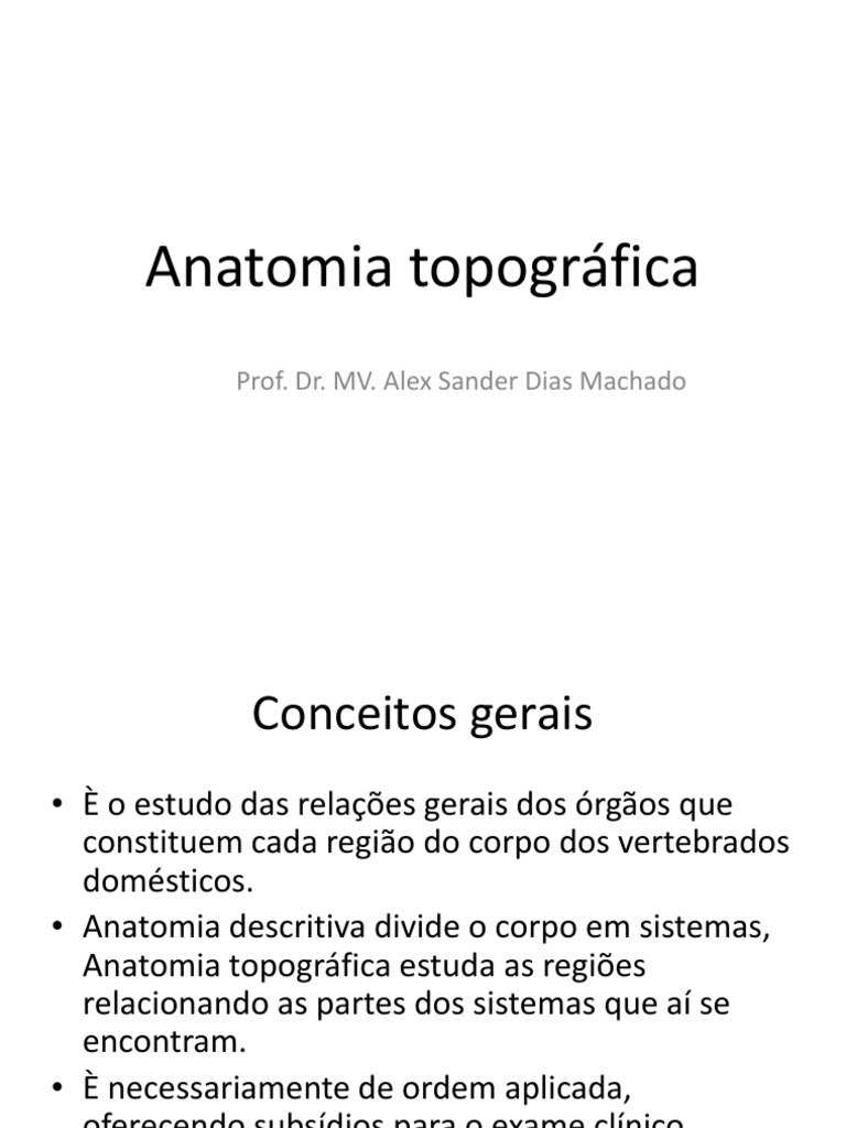 Anatomia Topográfica: Conceitos e Métodos | PDF | Anatomia | Vertebrados