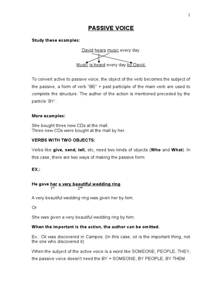 Passive Voice: Study These Examples | PDF | Language Arts & Discipline ...