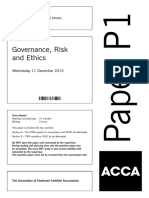 Governance, Risk and Ethics: Wednesday 11 December 2013