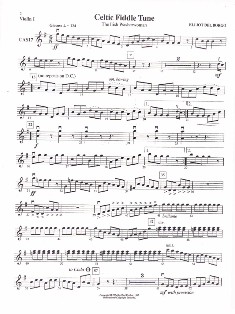 Celtic Fiddle Tune Violin I Sheet Music