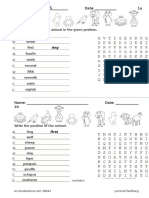 Find Animal Names and Positions Worksheet Answers
