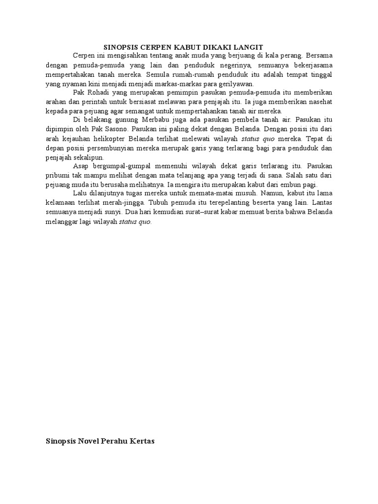 Sinopsis Cerpen